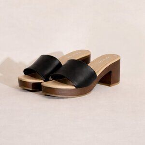 LAUREN-1 Slides Mules Heels - Black - Size 7.5 - Black - Fits Small